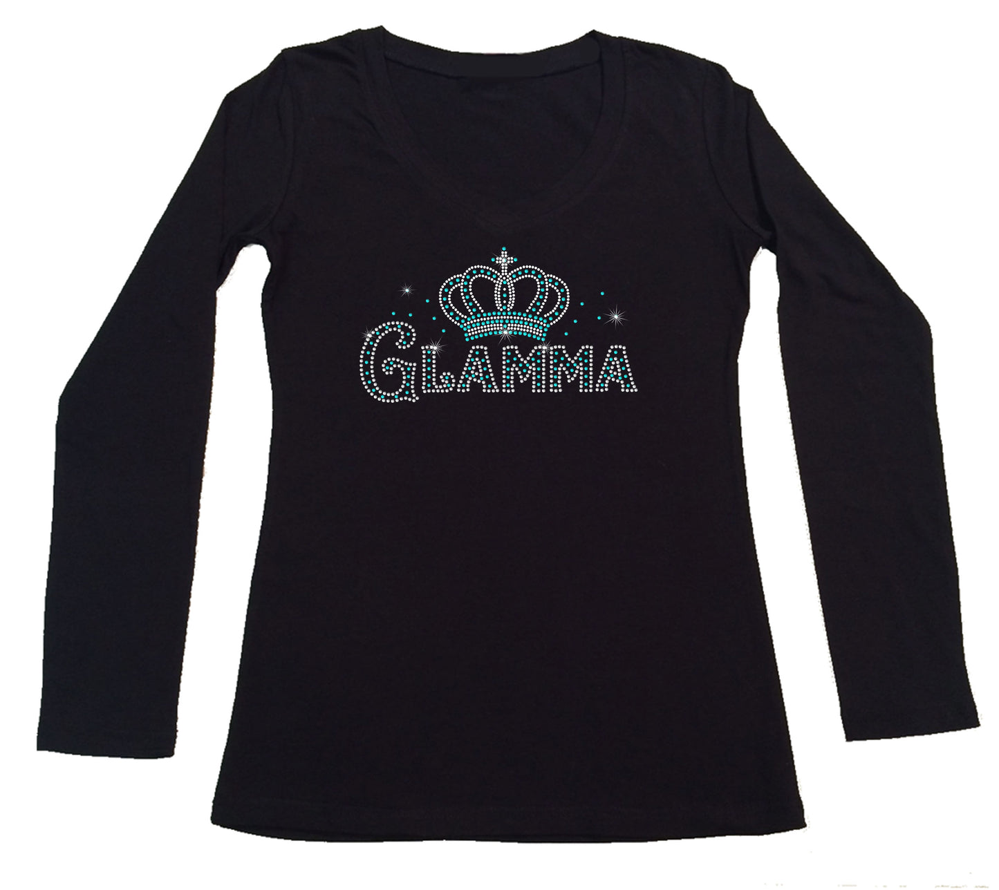 Womens T-shirt with Glamma with Crown in Rhinestones