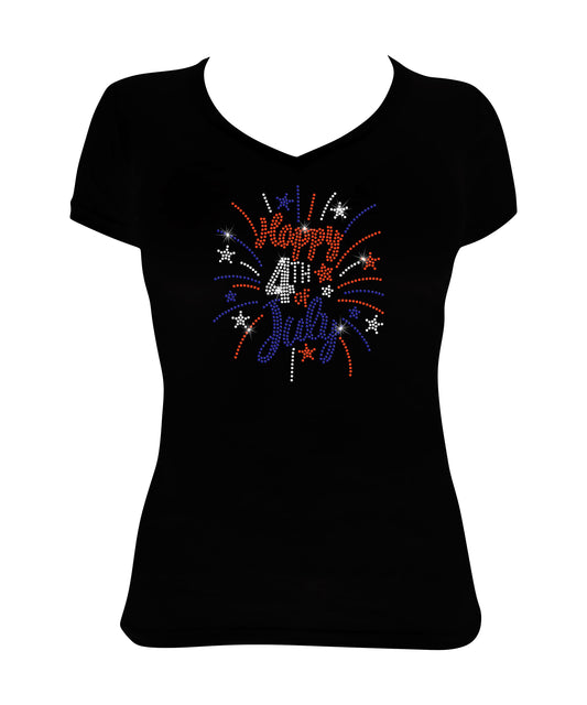 Happy 4th of July - Firework Burst in Red, White & Blue, Patriotic Shirt, 4th of July Shirt