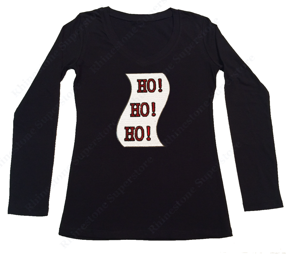 Womens T-shirt with Ho Ho Ho Christmas List in Sequence