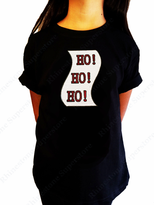 Girls Rhinestone T-Shirt " Sequence Ho Ho Ho Christmas List " Size 3 to 14 Available