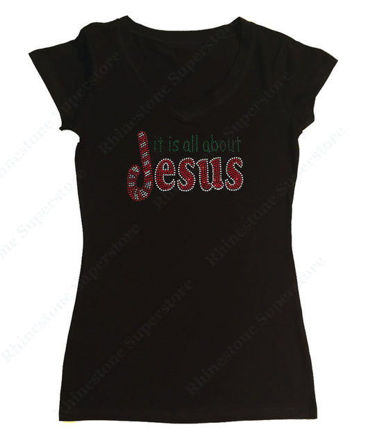 It is all about Jesus Christmas Candy Cane cap sleeve