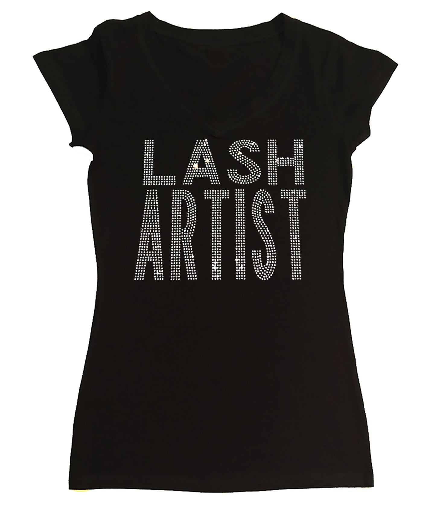 Womens T-shirt with Lash Artist in Rhinestones