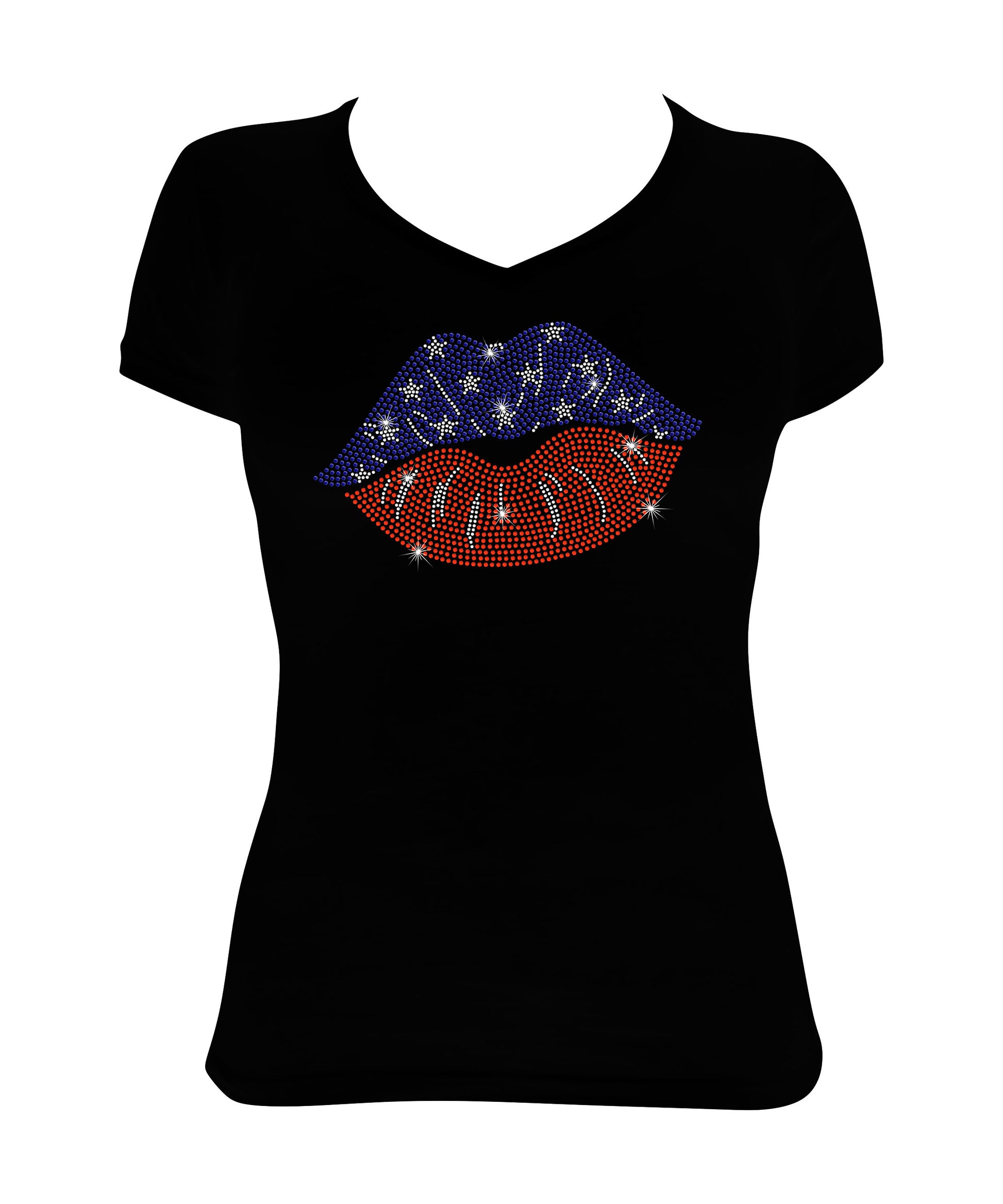 4th of July Lips - in Red, White & Blue, Patriotic Shirt, 4th of July Shirt