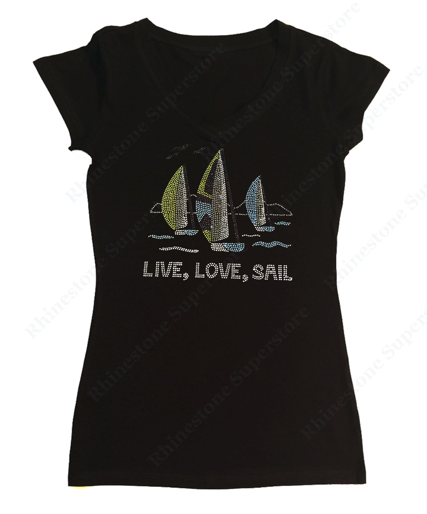 Live Love Sail in Rhinestones Sailboat