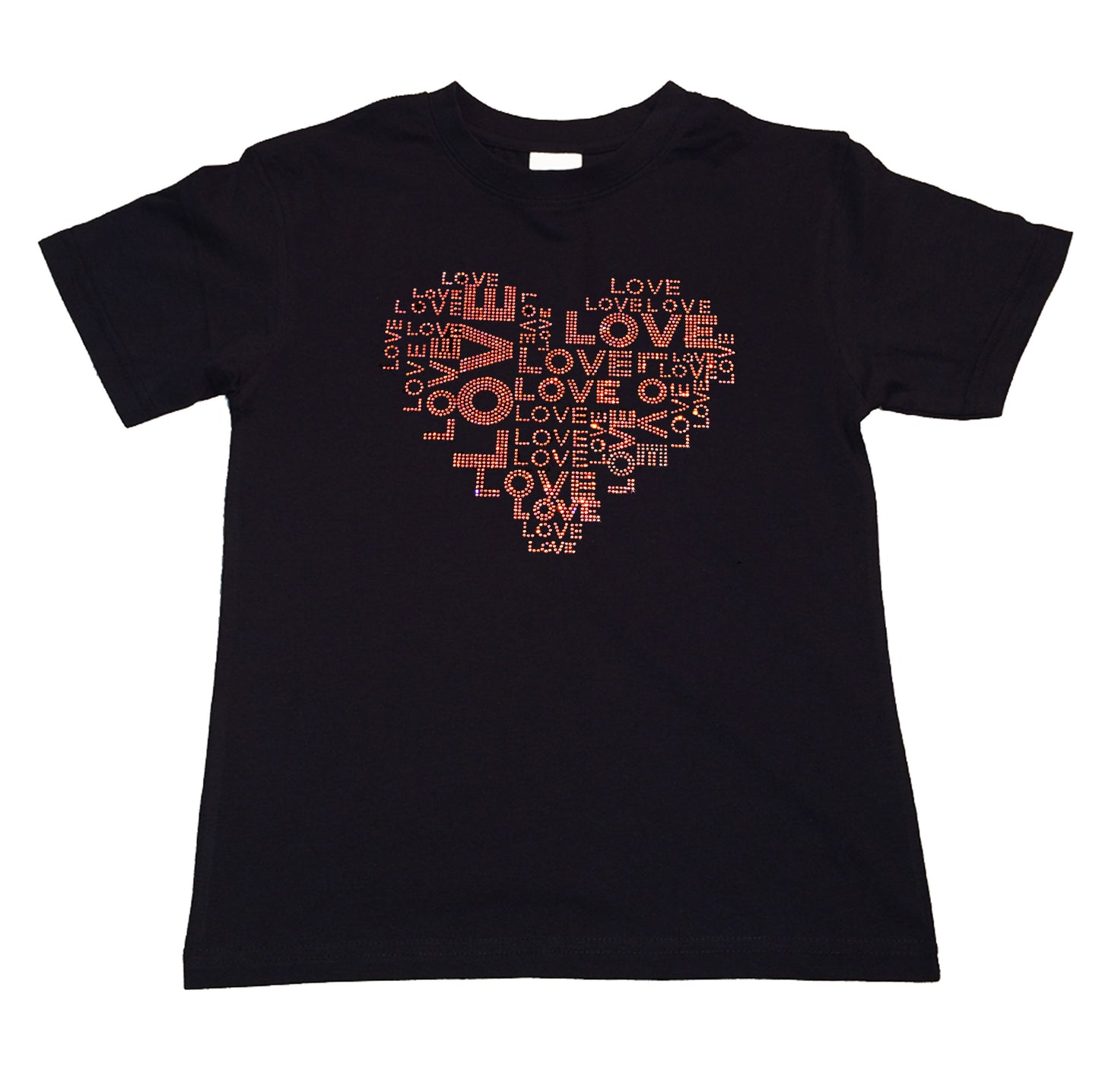 Girls Rhinestone T-Shirt " Love Collage in Pink AB " Kids Size 3 to 14 Available