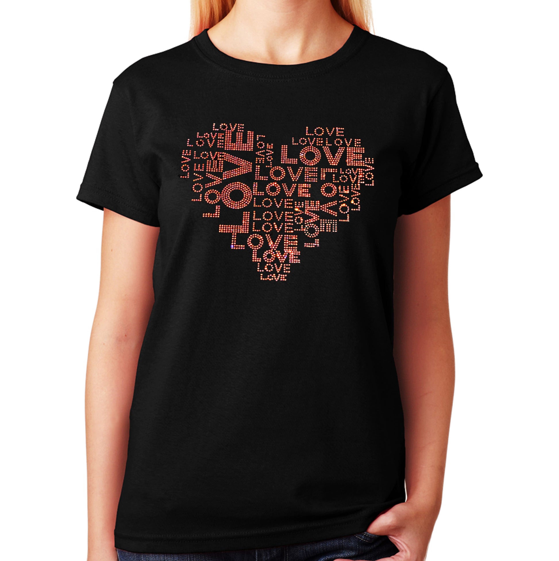 Women's / Unisex T-Shirt with Love Collage in Pink AB
