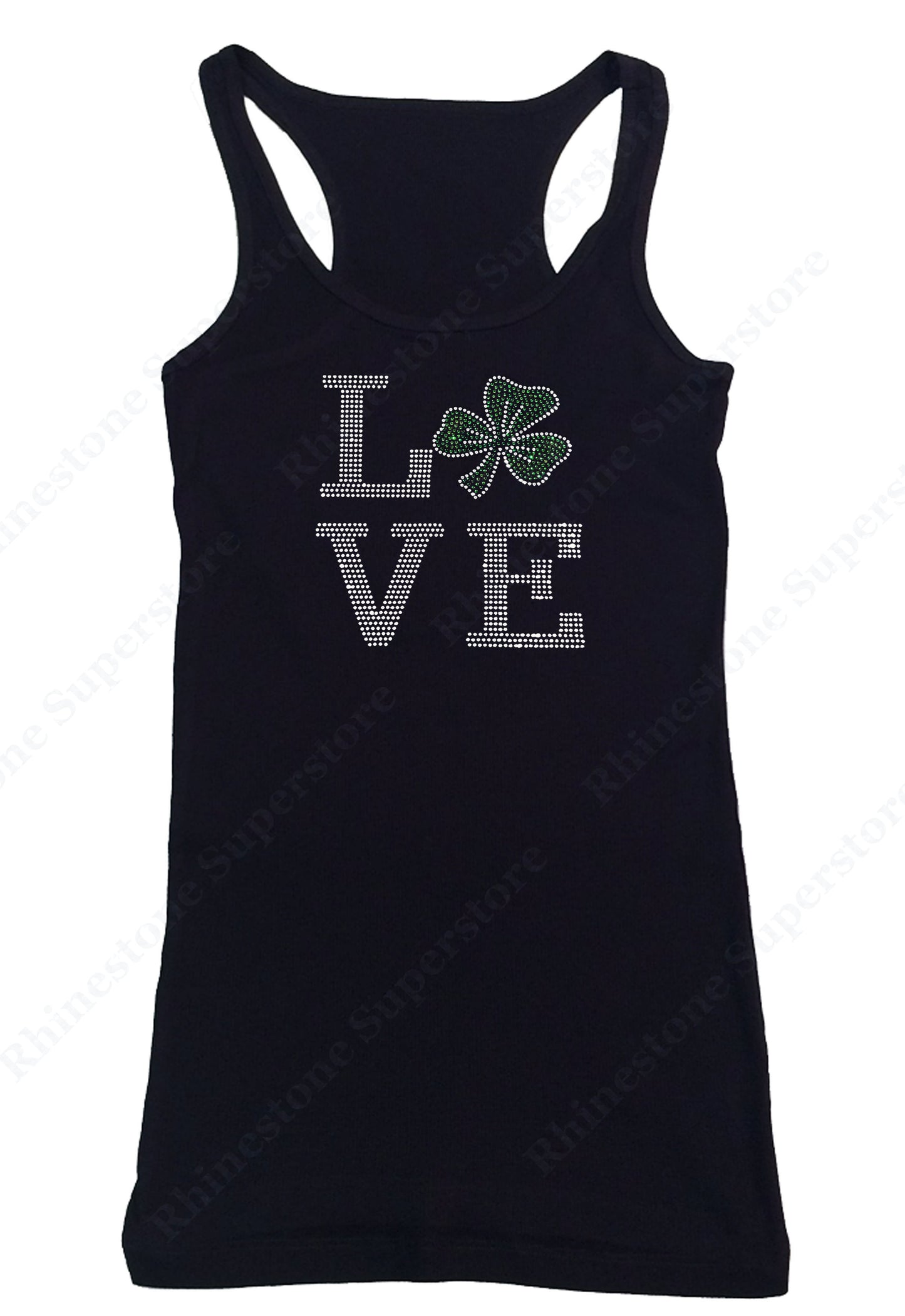 Womens T-shirt with Love St. Patrick's Day in Rhinestones