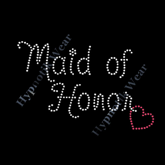 Rhinestone Transfer " Maid of Honor with Heart " Iron-On, Hotfix, Bling Design, DIY