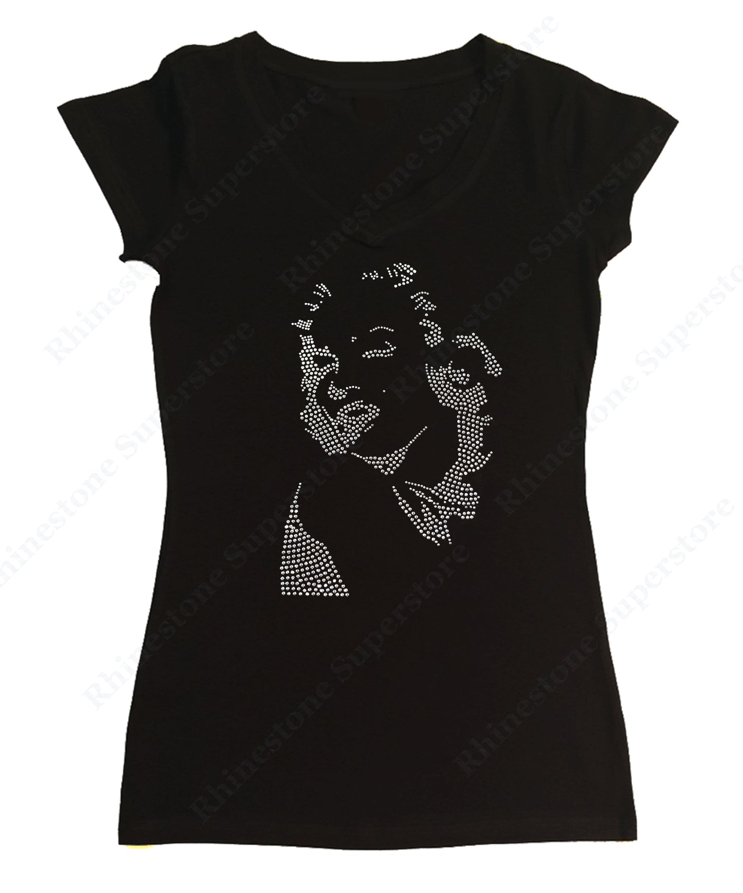 Womens T-shirt with Blessed with Marilyn Monroe in Rhinestones