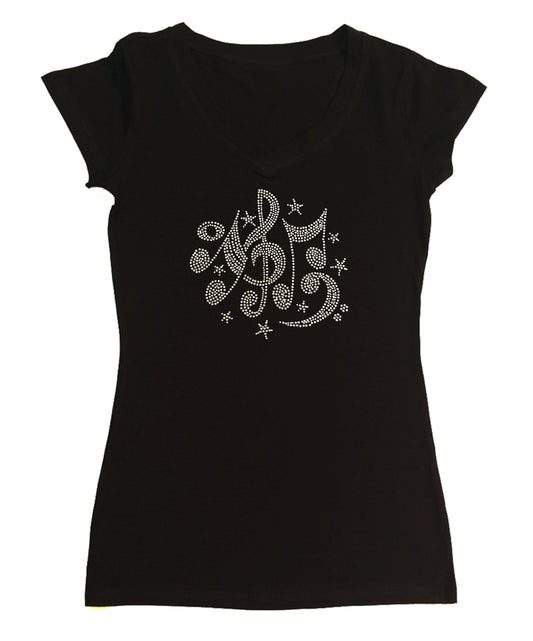 Music Notes and Stars in Rhinestones