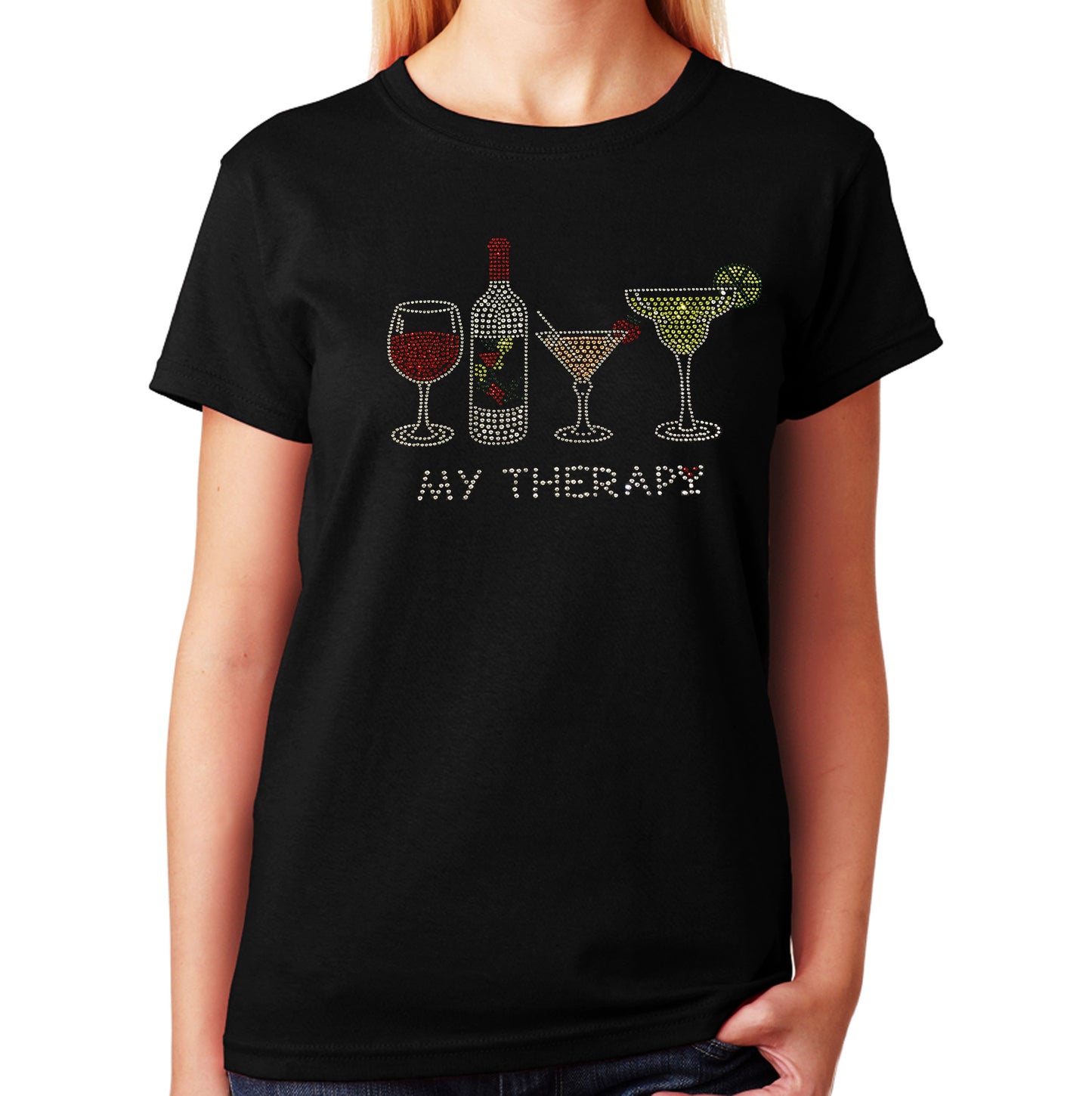 My Therapy - Wine Bottle - Drinks in Rhinestones
