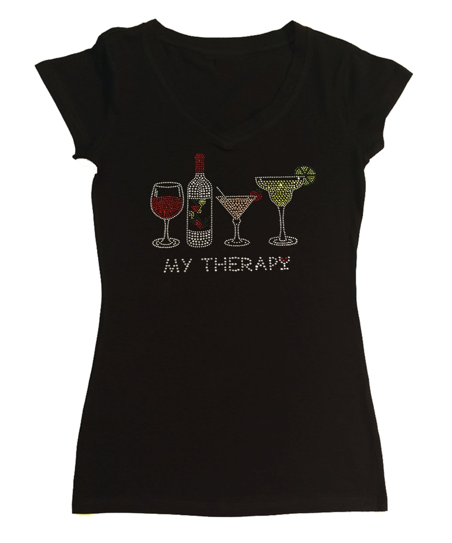 My Therapy - Wine Bottle - Drinks in Rhinestones