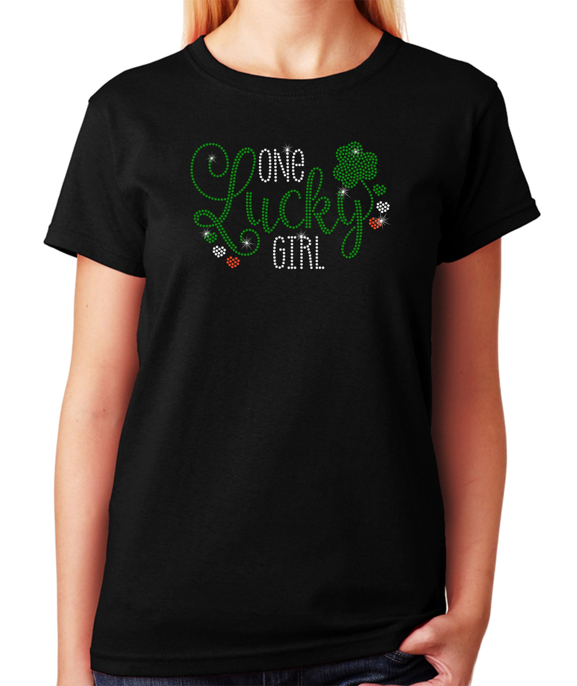 One Lucky Girl with Clover - St. Patrics Day Shirt