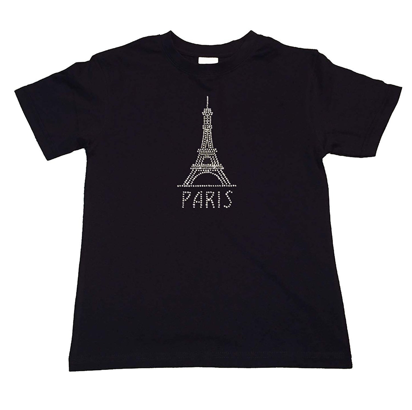 Girls Rhinestone T-Shirt " Paris Eiffel Tower " Size 3 to 14 Available