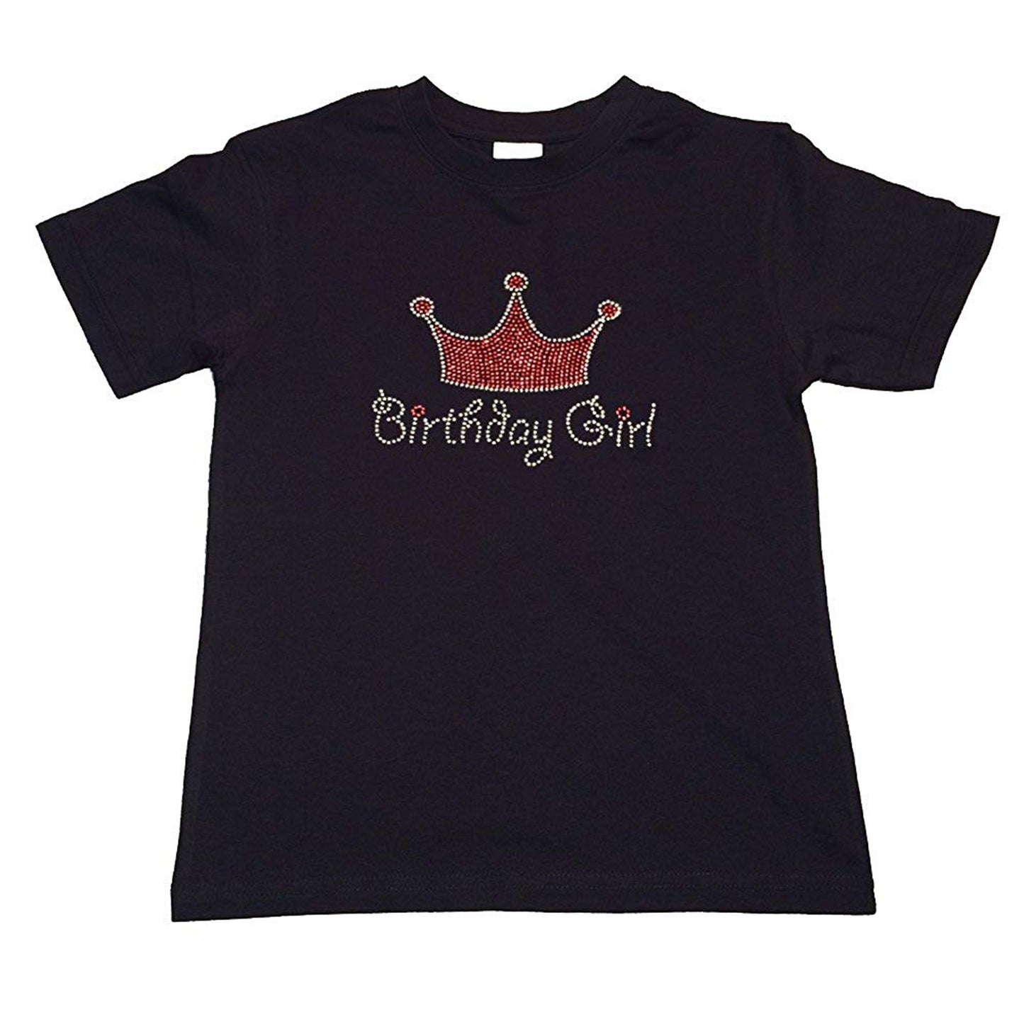 Girls Rhinestone T-Shirt " Pink Birthday Girl Crown " Size 3 to 14 Available