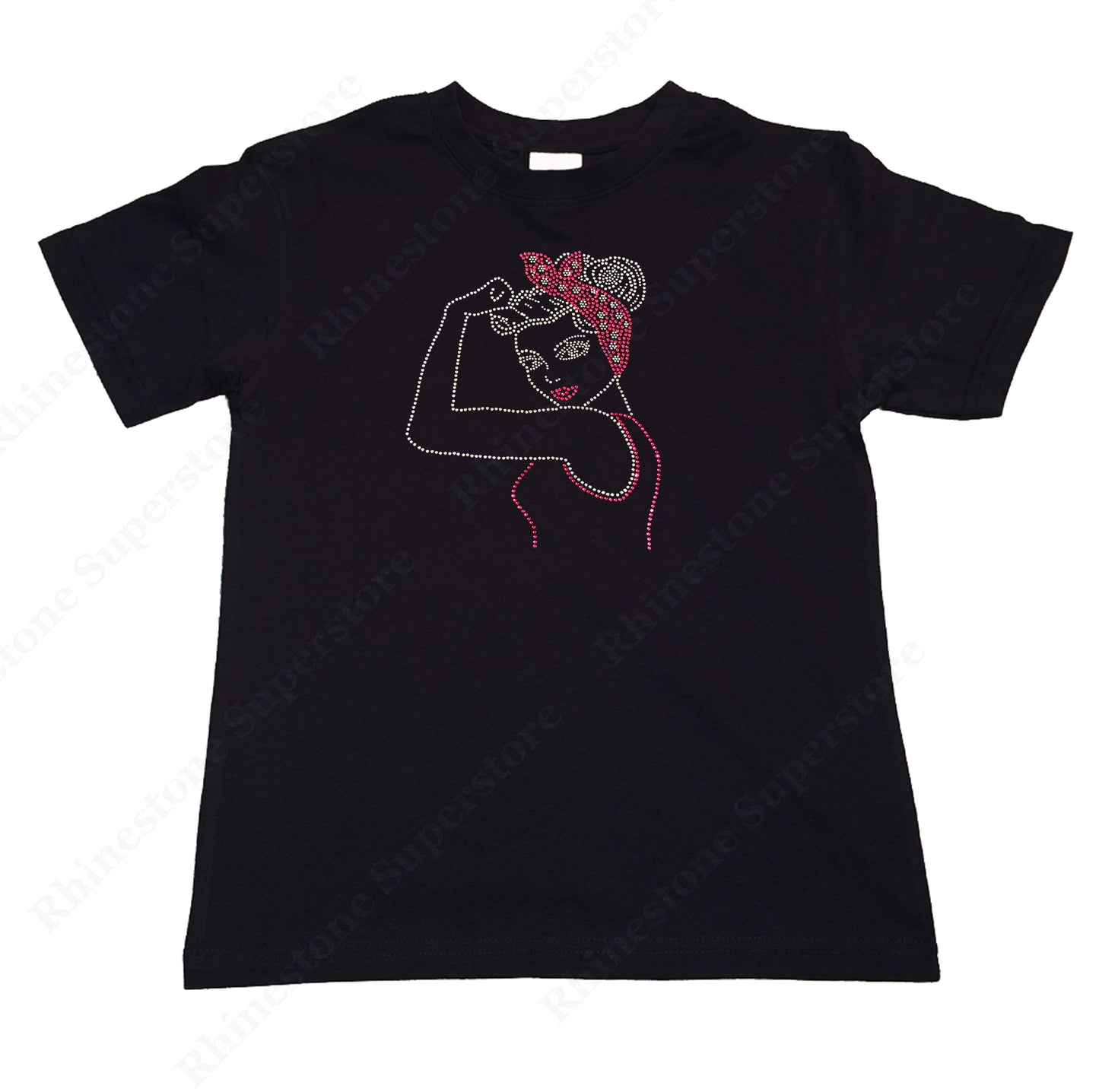 Girls Rhinestone T-Shirt " Pink Pin Up Girl " Kids Size 3 to 14 Available