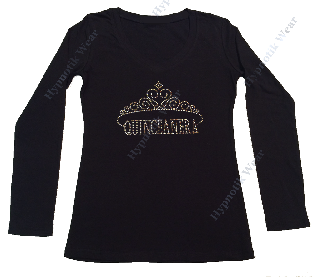 Womens T-shirt with Quinceanera Tiara in Rhinestones