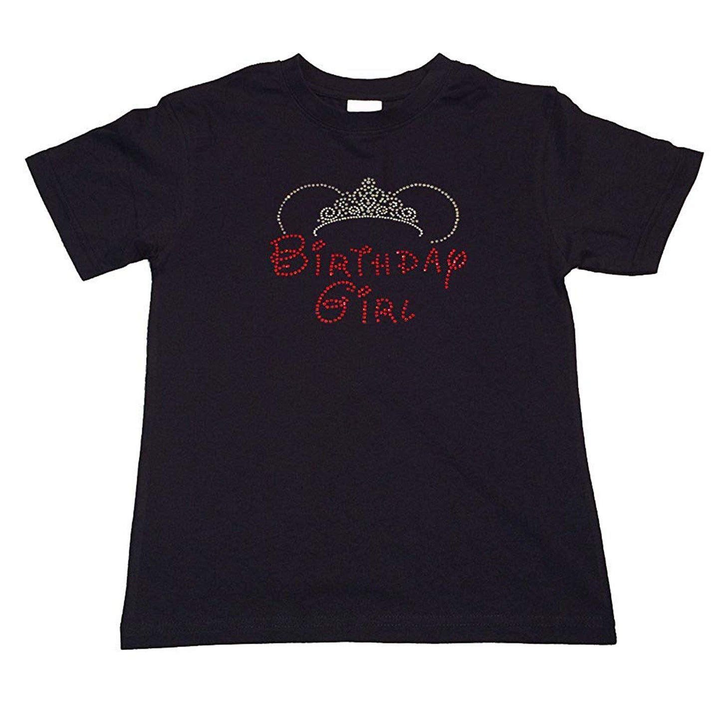 Girls Rhinestone T-Shirt " Red Birthday Girl w/ Tiara " Sizes 3 to 14 Available