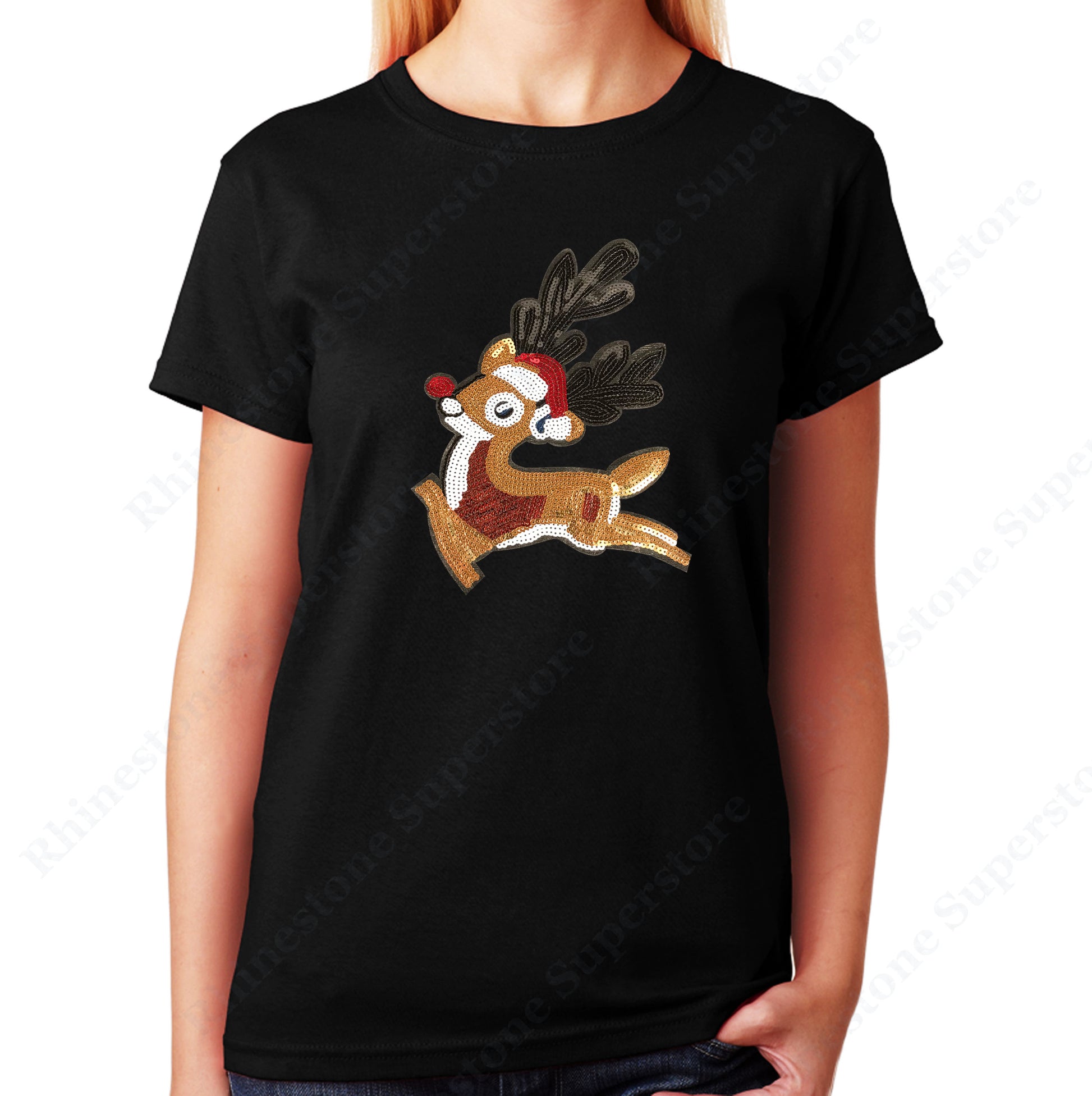 Unisex T-Shirt with Rudolph The Red Nose Reindeer in Sequence