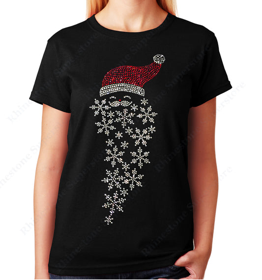Women's / Unisex T-Shirt with Santa Hat with Snowflakes in Rhinestones