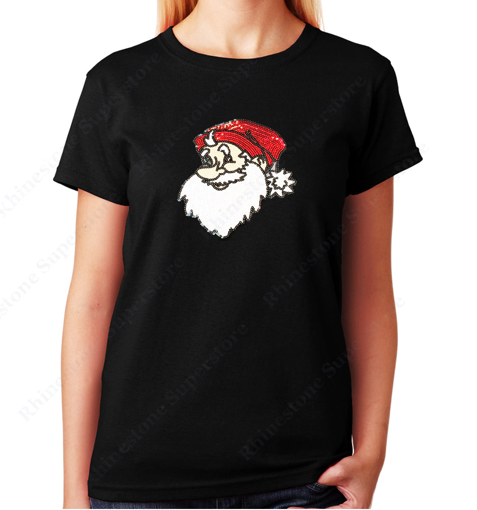 Unisex Crew Neck T-Shirt with Santa in Sequence