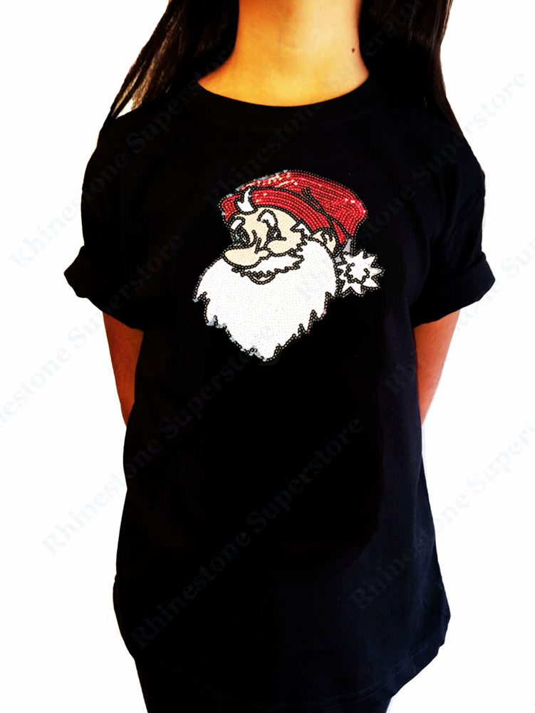 Girls Sequence T-Shirt " Santa " Size 3 to 14 Available