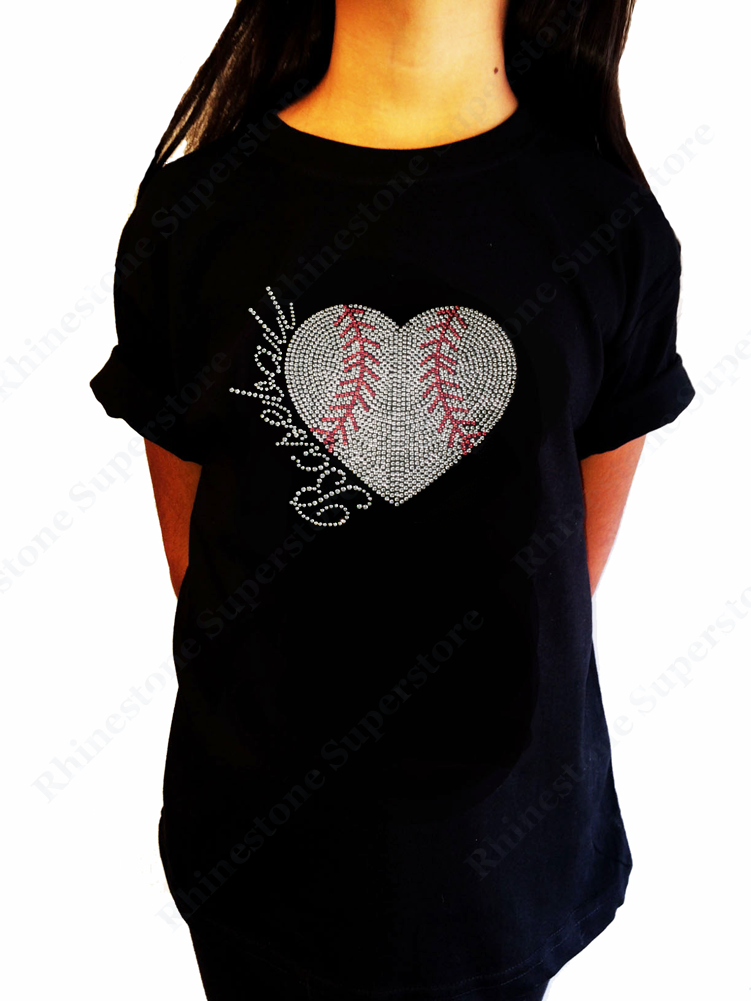 Girls Sequence T-Shirt " Sequence Baseball Heart " Size 3 to 14 Available