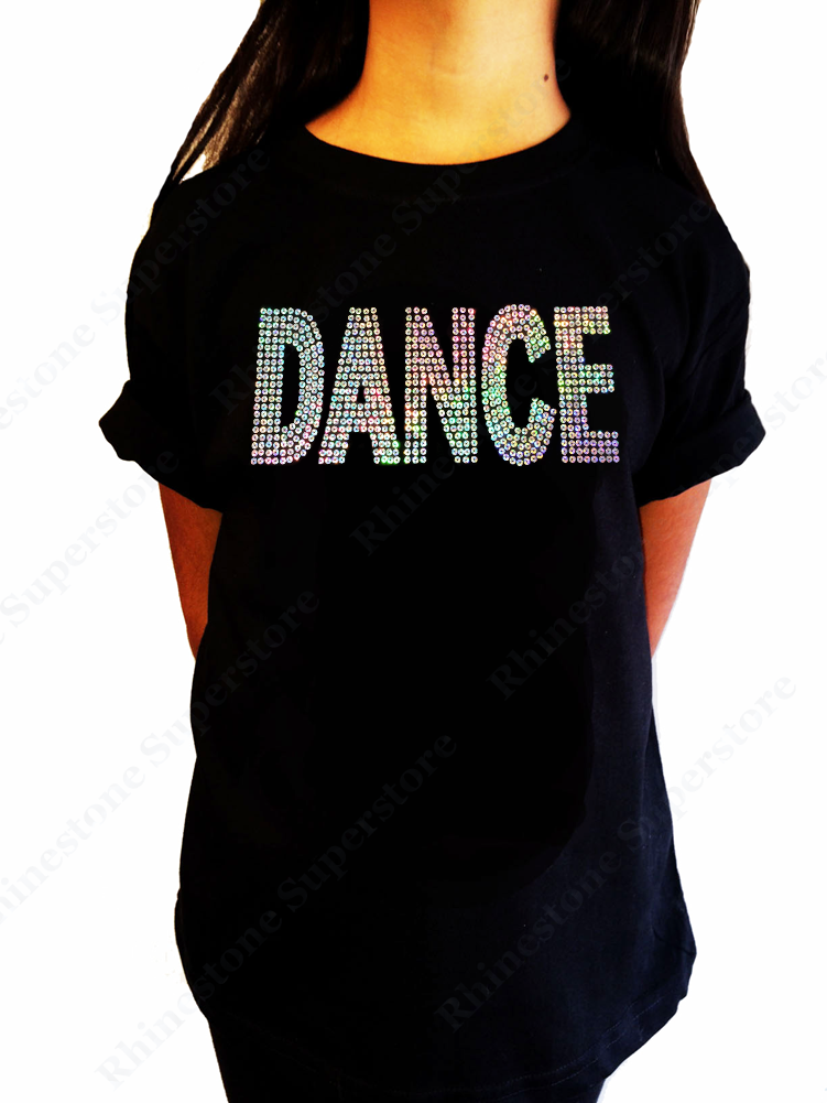 Girls Sequence T-Shirt " Silver AB Sequence Dance " Size 3 to 14 Available