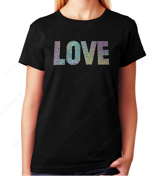 Women's / Unisex T-Shirt with Silver Love in Sequence