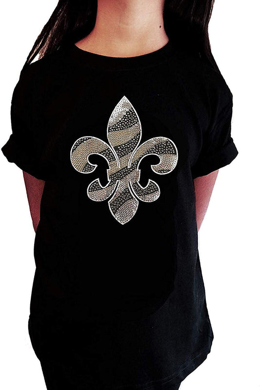 Silver Sequins and Rhinestones Fleur de Lis