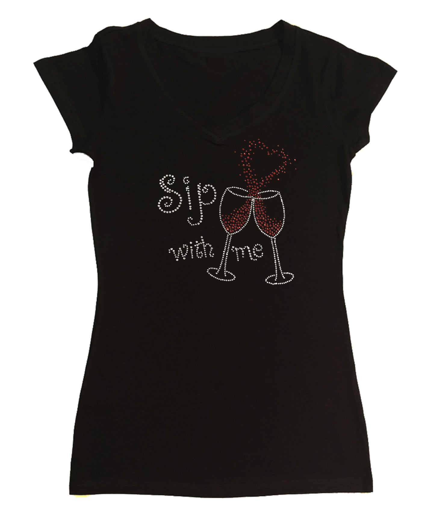 Sip with Me Wine Cups with Heart in Rhinestones