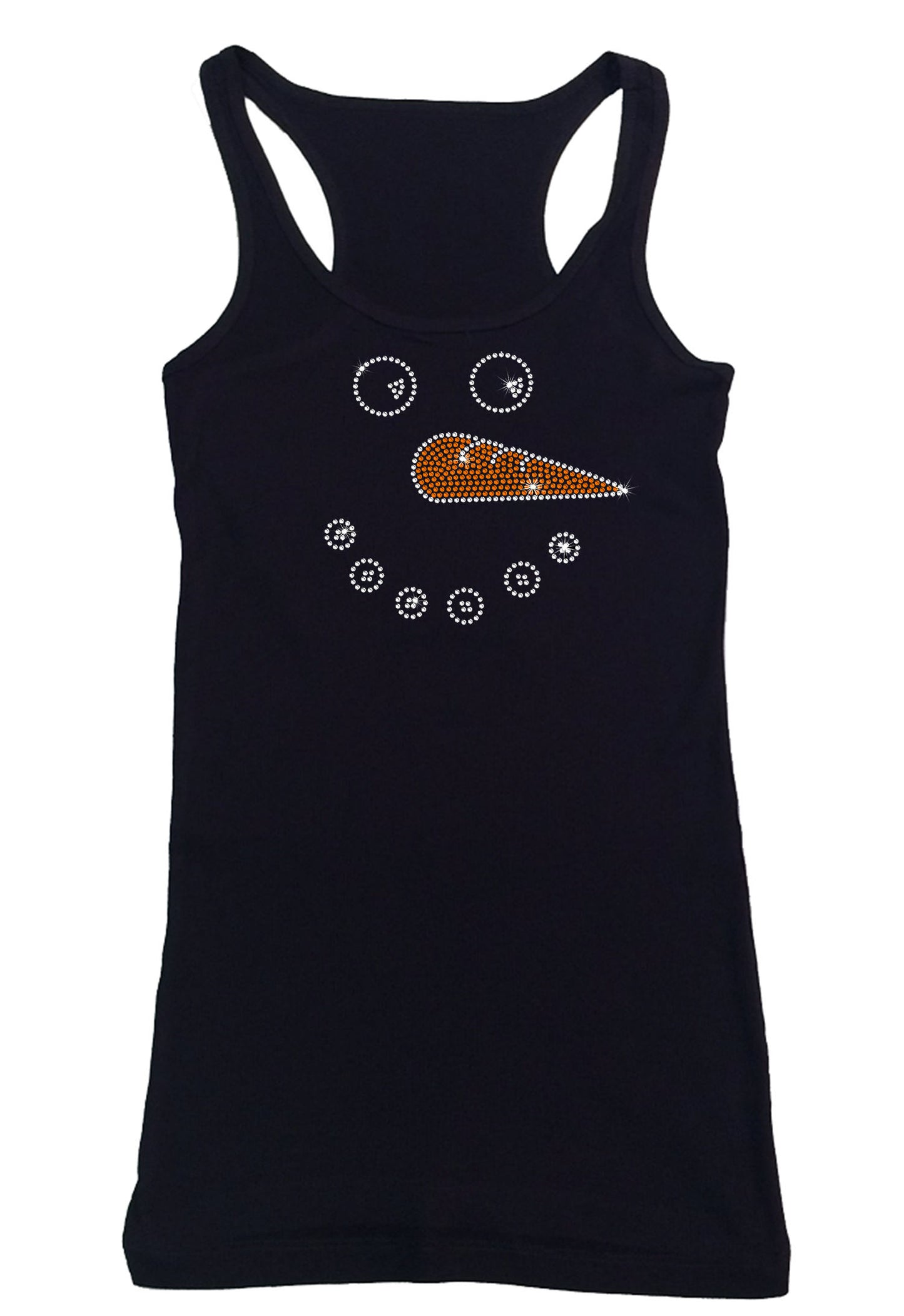 Womens T-shirt with Snowman Face  in Rhinestones