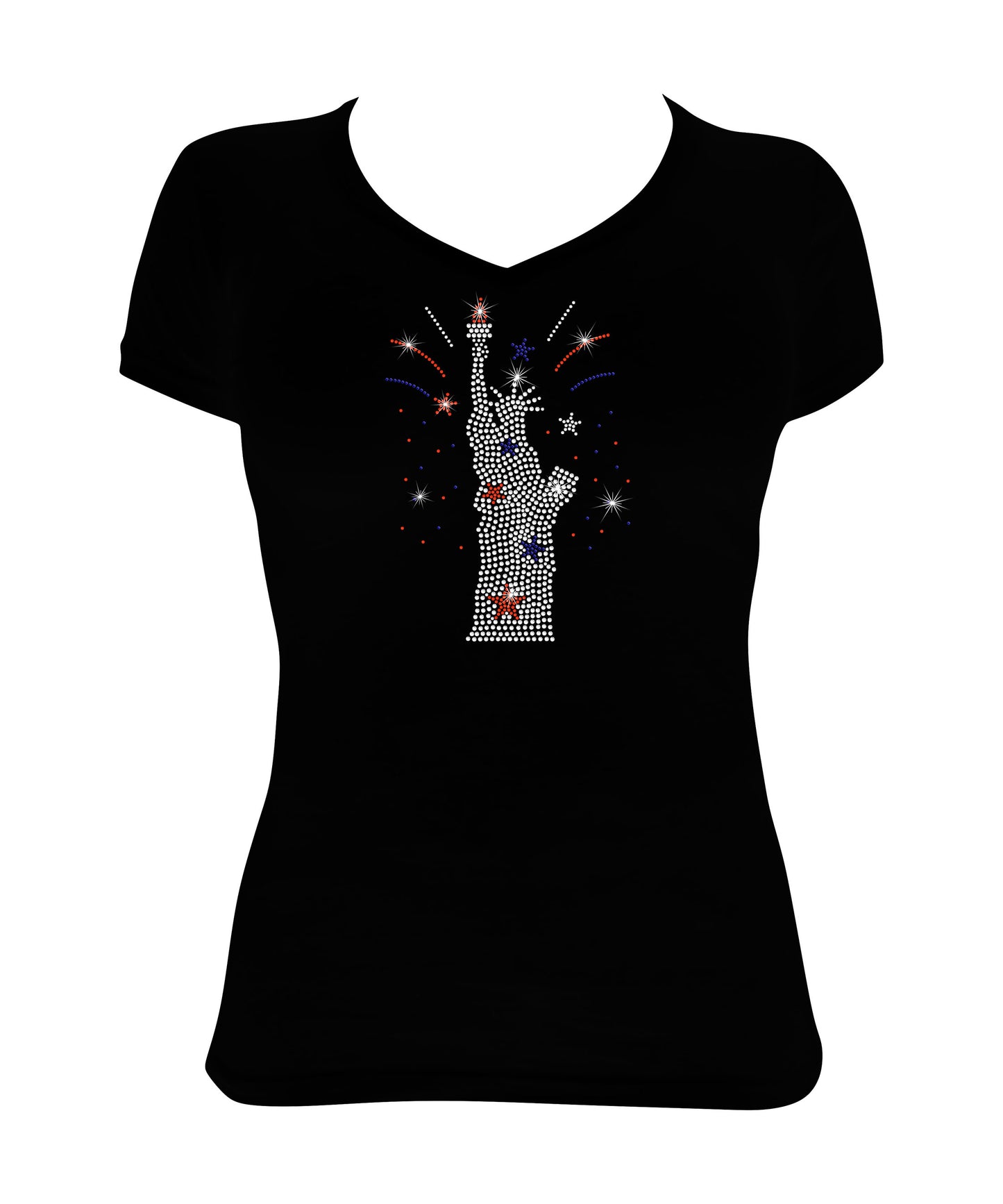 Statue of Liberty with Firework Burst in Red, White & Blue, Patriotic Shirt, 4th of July Shirt