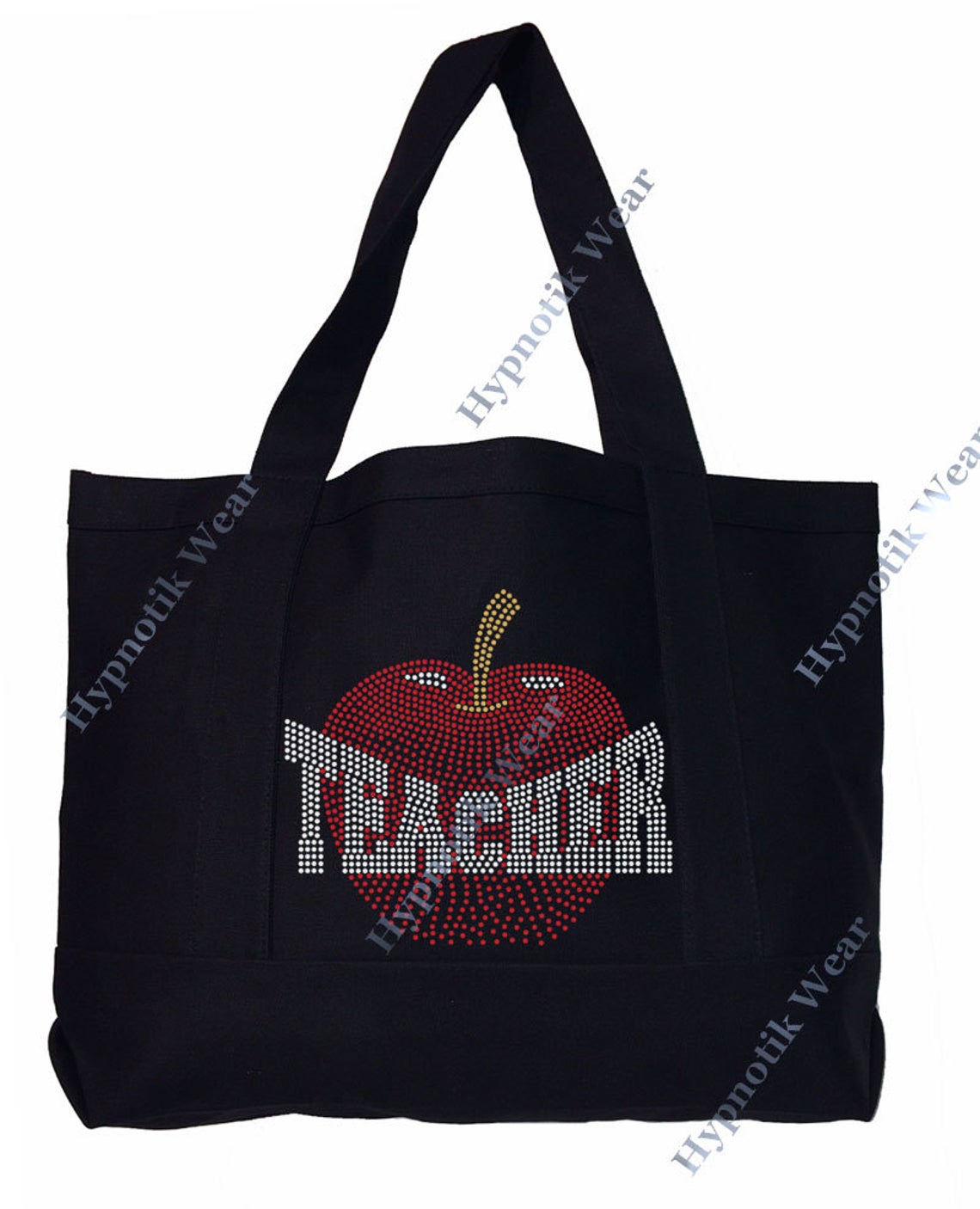Rhinestone Sturdy Tote Bag with Zipper & Front Pocket " Teacher gift "  Bling
