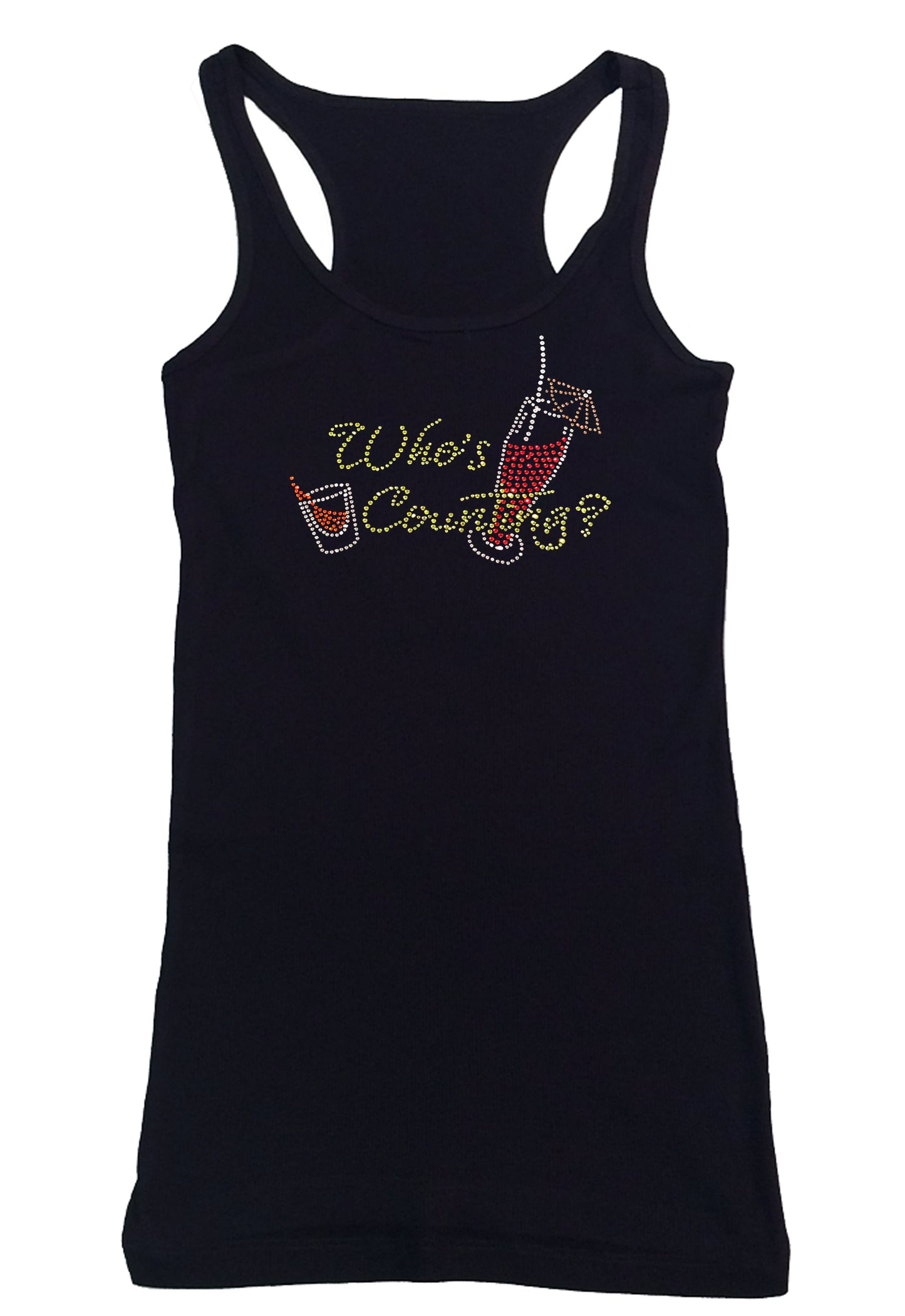 Womens T-shirt with Who's Counting, Wine Country in Rhinestones