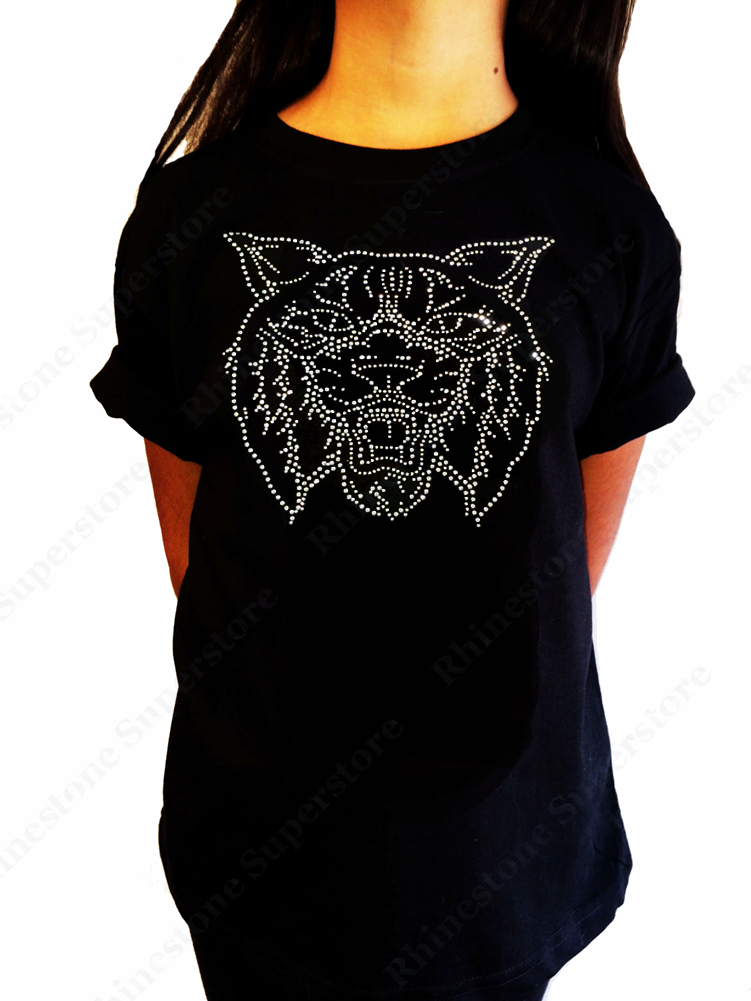 Girls Rhinestone T-Shirt " Wildcat or Bobcat " Kids Size 3 to 14 Available, Mascot