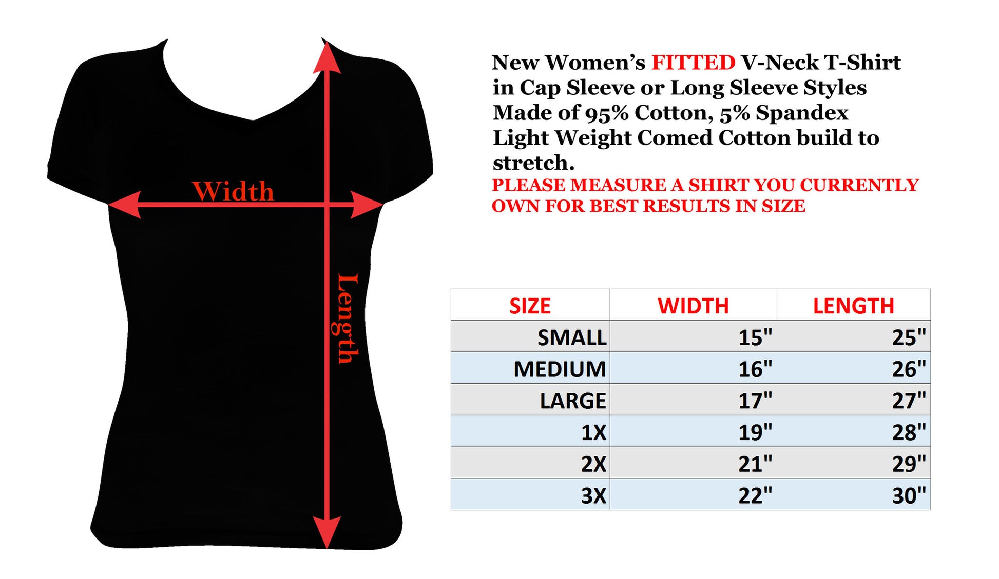 Women T-shirt Size Chart