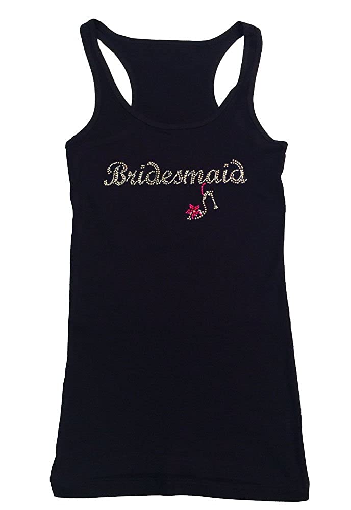 Womens T-shirt with Bridesmaid with Heel in Rhinestones