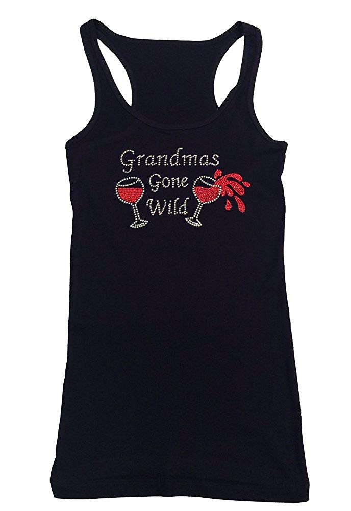 Womens T-shirt with Grandmas Gone Wild in Rhinestones