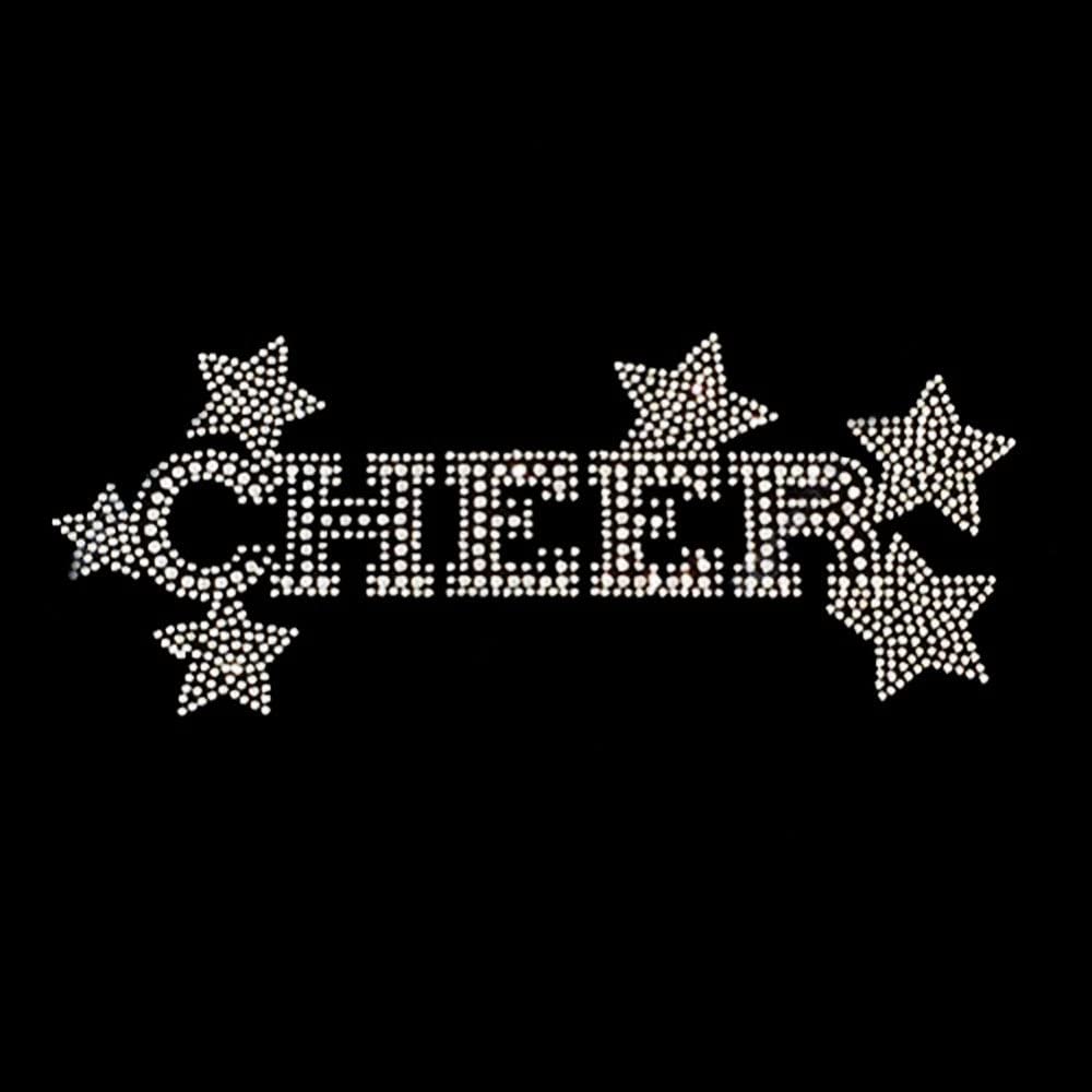 Rhinestone Transfer " Cheer with Stars" Crystal, Iron-On, Hotfix, Bling Design, DIY
