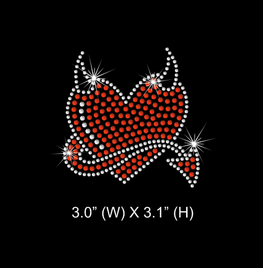 Rhinestone Transfer " Heart with Devil Tail " for Halloween, Hotfix , Iron On, Bling, Trendy, DIY