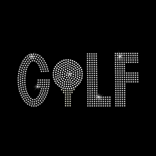 Rhinestone Transfer " Golf  " Hotfix , Iron On, Bling, Trendy, DIY