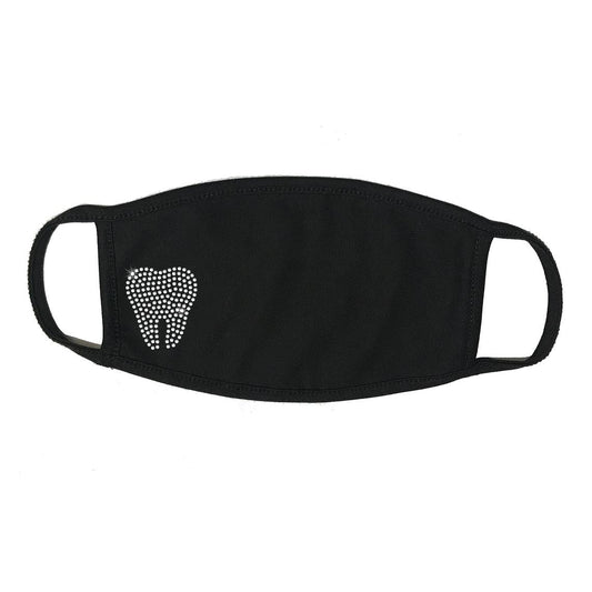 Rhinestone Embellished Face Mask with Dentist Tooth, 100% Cotton 2 PLY, Dental Hygienist