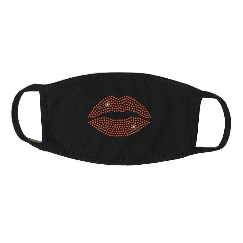 Rhinestone Embellished Face Mask with Lips